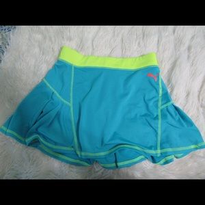Puma blue and neon yellow skirt with shorts under